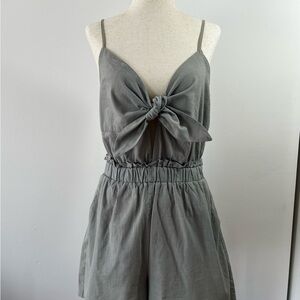 Zara Light Gray Tie-Front Top